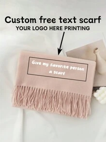 1pc Customized Printed Any Text High-End Scarf, Solid Color Minimalist Warm Scarf, Autumn/Winter - Scarf - View 14