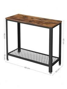 VASAGLE Industrial Side Table, End Table, Bedside Table With Mesh Shelf, Easy Assembly, Narrow And Space Saving In Living Room, Bedroom, Steel, 60 X 30 X 60 Cm, Rustic Brown - Chocolate Brown - View 9