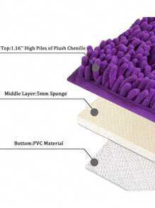 1pc Plain Anti-slip Bath Rug - Purple - View 9