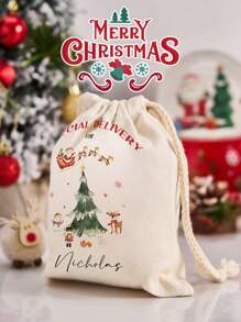 1pc Custom Christmas Bag Personalized Name Bags For Christmas Gift Perfect For Carrying All Your Gift! Custom Name And Letter Bag Anniversary Gift, Valentine Gift, Birthday Gift, Best Friend Gift, Gift For Mom, Gift For Girlfriend, Gift For Her, Gift For Wife, Christmas Gift, Halloween Day Gifts, Thanksgiving Gifts, Merry Christmas