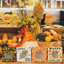 12/24PCS Thanksgiving Autumn Cookie Boxes, Bulk 12 Variety Pack, Holiday Pastries Boxes, Bakery Treat Boxes, Candy And Cookie Boxes For Gift Giving, Autumn Packaging Containers - Multicolor - View 5