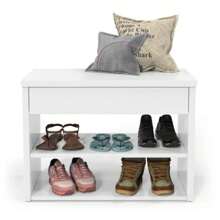 Quality Furniture Shoe Rack With Seat, Organizer, Entrance Hall, 1 Drawer - trắng - Xem 1