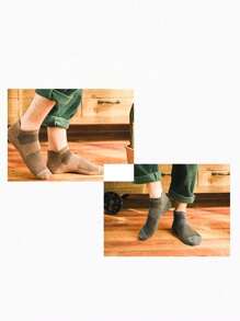 10 pares de calcetines absorbentes de sudor transpirables de color sólido para hombres - A - Ver 7