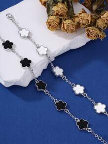 2pcs Minimalist & Stylish Floral Design Copper Bracelets, Daily Wear Gift For Women, Date/Graduation