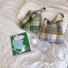 1 Túi đeo vai đơn giản đa năng thông thường, Túi vải kẻ caro cổ điển, Túi tote Hàn Quốc nhẹ, Thích hợp cho nhân viên văn phòng đi làm, Cuộc sống trong khuôn viên trường và du lịch hàng ngày của sinh viên, Du lịch cho người yêu thích văn học và nghệ thuật - Nhiều màu - Xem 3