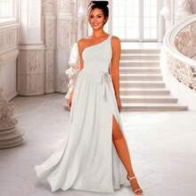 Vestido Largo con Abertura en la Pierna Elegante para Dama - Blanco - Ver 1