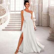 Vestido Largo con Abertura en la Pierna Elegante para Dama - Blanco - Ver 2