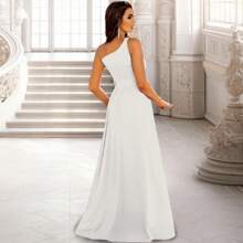 Vestido Largo con Abertura en la Pierna Elegante para Dama - Blanco - Ver 4