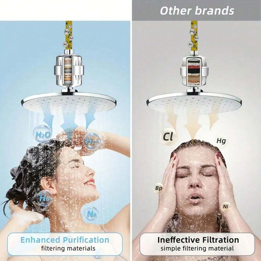 1pc 15 Stage Shower Head Filter With Vitamin C High Output Clean Hard