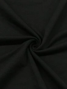 Oversized Women's Round Neck, Dropped Shoulder, Long Sleeve Casual Loose Sweatshirt Dress - Black - View 5