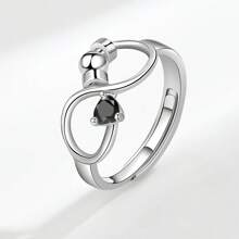 Anillo de cumpleaños de diciembre, símbolo del infinito simple anti-ansiedad rotatorio, de amor eterno, para el Día de San Valentín o compromiso para la novia