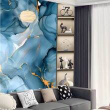 1 Cuộn Miếng Dán Tường Trang Trí Họa Tiết Đá Cẩm Thạch, Chống Thấm Nước Và Tự Dính, Thích Hợp Cho Nhà Bếp, Bàn Ăn, Phòng Khách, Tường Phông Nền Phòng Ngủ, Cải Tạo Nhà Cửa Và Trang Trí - Màu xanh lam - Xem 8