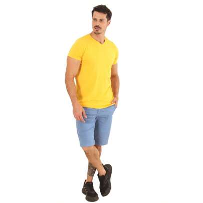 Camiseta Gola V Masculina Camisa Básica Manga Curta 100% algodão