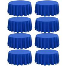 REWOMC 8 Pack 120 Inch Round Tablecloth - Black Polyester Table Cloth For Round Table, Premium Stain And Wrinkle Resistant Washable Fabric Table Cover For Wedding Party Banquet Restaurant Reception Multiple Colors,Weddings Graduation Season Outdoor Events Entertain Guests - Xanh đậm - Xem 1