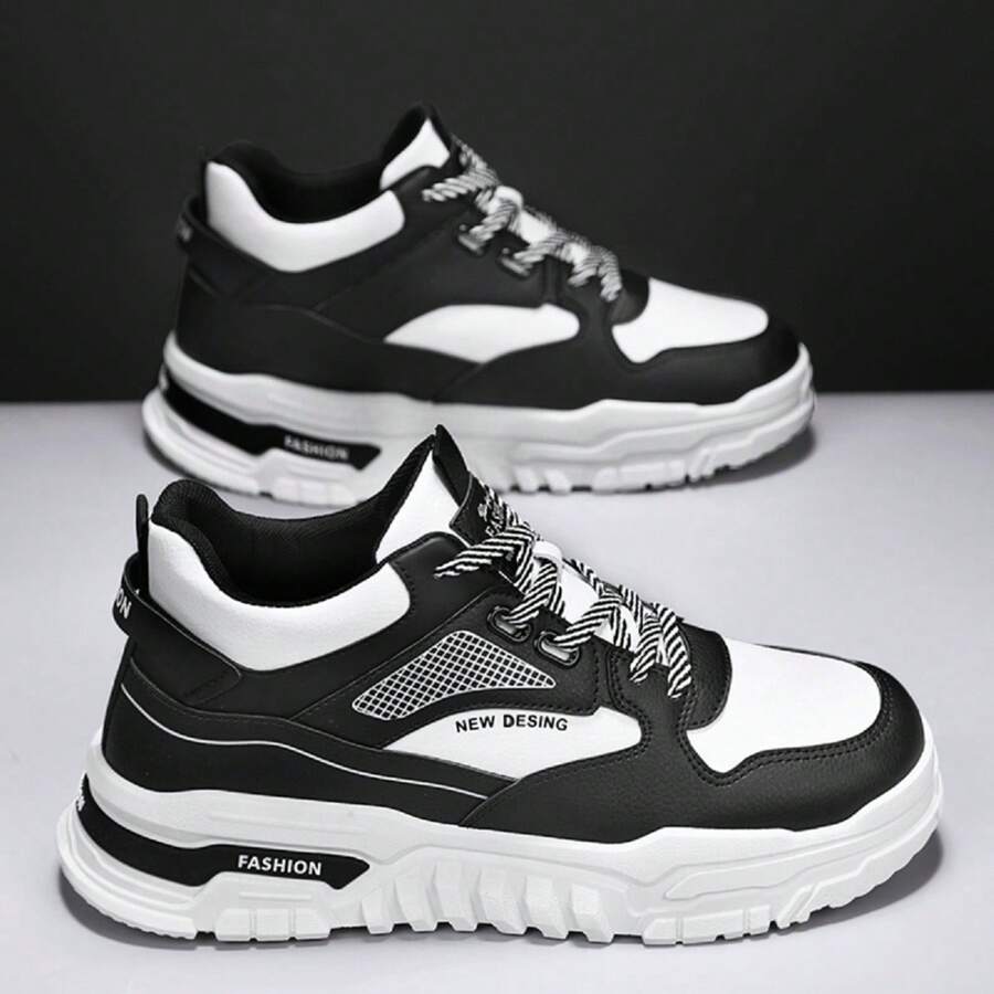 Giày thể thao nam cổ giữa buộc dây, giày chạy bộ thoáng khí chống trượt, giày thể thao chạy bộ giảm xóc thoải mái, giày thường ngày đa năng thời trang, giày du lịch ngoài trời - màu đen - Xem 1