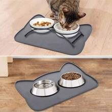 1 件猫形硅胶宠物碗垫，狗/猫食碗垫，带凸起边缘，防水防滑易清洁，多种颜色 - 彩色 - 查看 5