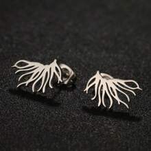 1 对波西米亚小莲花耳环黑色不锈钢植物生命之花耳钉珠宝 - 655 - 查看 1