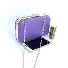 1 chiếc túi cầm tay đính đá lấp lánh có móc cài bằng kim loại, túi xách đeo vai thời trang dành cho nữ dùng cho tiệc tùng và lễ hội - Màu tím hoa cà - Xem 7