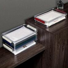 1 个多功能收纳盒家用透明收纳盒PET文件收纳盒办公资料结婚登记簿房产护照试卷收纳盒办公室宿舍家居收纳用品宿舍 - 白色 - 查看 1