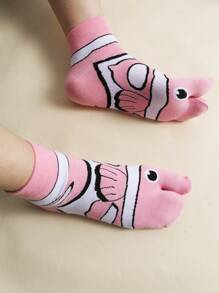 1双男士趣味休闲鱼趾袜，秋季