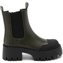 Beige And Black Ankle Boots With Thick, Notched Soles – Bold, Contrasting Design - Green - View 2