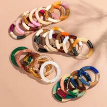 1pc Fashionable Leopard Print Acrylic Curved Adjustable Bracelet, Suitable For Women's Daily Wear - Geometric - View 4