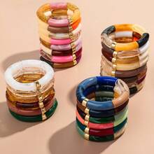 1pc Fashionable Leopard Print Acrylic Curved Adjustable Bracelet, Suitable For Women's Daily Wear - Geometric - View 3