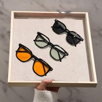 3 件装塑料框方形装饰时尚眼镜套装