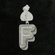 DUBSS 1 Piece Prong Setting Pendant Iced Out Initial Necklace For Men Gold Plated Hip Hop Fashion Jewelry Money Bag Bail - Letter - View 51