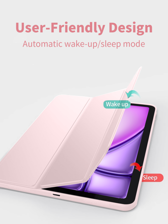 Funda protectora para tableta compatible con Samsung Galaxy Tablet / iPad / Redmi Pad Se/Xiao MiPad, protección anti-caídas, ultra delgada/soporte inteligente/funda protectora con activación automática compatible con Apple iPad Mini 4/5/6, 9.7/10.2/10.5 pulgadas, Air 4/5/6, 10a generación, 10.9 pulgadas, Pro 11 pulgadas, Air 11(M2), Air 13 y Pro 11(M4)-rosa