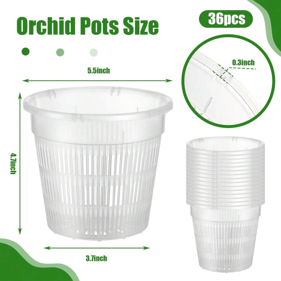 Sliner 36 Pcs Orchid Pots With Holes Drainage Plastic Flower Plant Pot