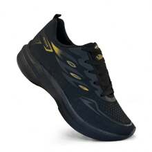 Bodybuilding Kit Men's Tennis Shoes + Watch + SOCKS Gym Running Walking Sports Training Work - 黑色/金色/黑色 - 查看 2