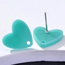 20pcs Colorful Acrylic Heart Shaped Earring Studs For Women, Jewelry DIY Accessories Valentines