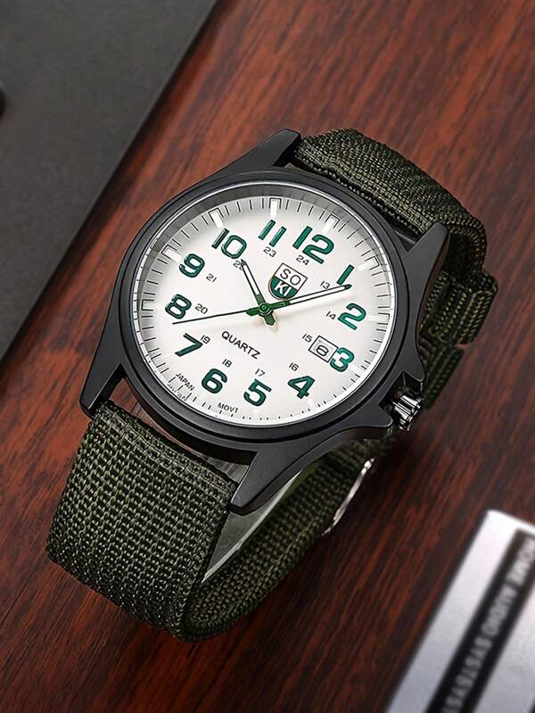 SOKI SOKI ساعة رجالية 1 قطعة تقويم كاجوال رياضية عقارب دائرية رقمية كوارتز مثالية للارتداء اليومي، هدايا عيد الميلاد، الحفلات، التجمعات العائلية، والهدية المثالية لنفسك أو الأصدقاء