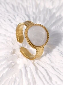 1 件女士复古优雅不锈钢几何圆形开口戒指，适合日常佩戴和聚会 - 開口戒 - 查看 9