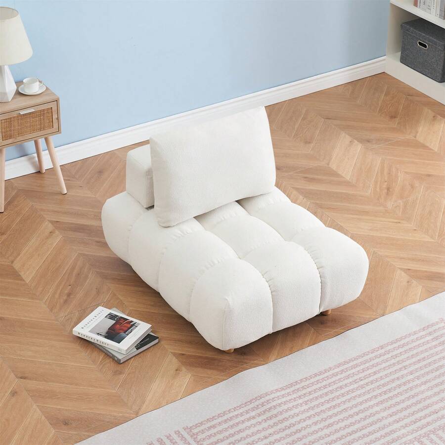 MoolSun Luxury Living Room Combination Sofa, Oversized Combination Sofa With Reversible Lounge Chair, Modern Modular Combination Sofa, Teddy Fabric Sofa With Wide Open Seats, Detachable Modular Sofa, Tapered Legs, Suitable For Apartments, Living Rooms, Offices, And Reception Areas. ﻿ - (1PC) Màu be - Xem 1