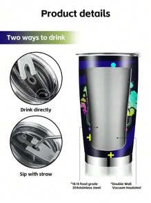 1 pieza Vaso de Gameboy, Taza de viaje de acero inoxidable de 20 onzas, regalo de mando de juegos para niños, adolescentes, hijo, hombres, novio, taza de mando de juegos para cumpleaños, Navidad, esposo, padre - Multicolor - Ver 4