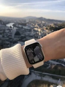 1 件男女通用星光色柔软硅胶扣运动表带，舒适可调节，防水兼容 38/40/41/42/44/45/46/49 毫米，适用于 Series Ultra/SE/11/10/9/8/7/6/5/4/3/2/1，智能手表表带配件 - 星光色(無手錶) - 查看 9