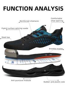 Breathable Lightweight Steel Toe Men's Safety Shoes, Anti-Smash Anti-Stab
