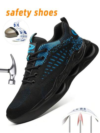 Breathable Lightweight Steel Toe Men's Safety Shoes, Anti-Smash Anti-Stab