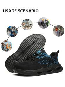 Breathable Lightweight Steel Toe Men's Safety Shoes, Anti-Smash Anti-Stab