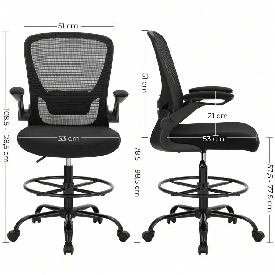 SONGMICS Drafting Chair With FlipUp Armrests, Mesh Office Chair