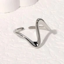1 件复古几何波浪戒指女士不锈钢金色可调节摇滚戒指美观婚礼珠宝礼物 - 彩色 - 查看 11