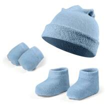 Meias Dallf Newborn Maternity Kit Layette Sock Hat Gloves Children's Layette High Quality Dallf - Celeste - Ver 1