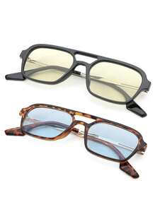 一副女士波西米亚风复古飞行员时尚眼镜，适合度假和日常佩戴，沙滩配饰，女士眼镜太阳镜基础款，秋冬季女士服装商务休闲礼物，撞色波西米亚风度假氛围，适合夏季海滩度假、户外活动和旅行 - 彩色 - 查看 26