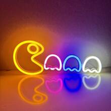 1 pieza Luz de neón de arcade, 13.7x5.7x0.7in (35x14.5x1.8cm), lámpara de decoración de pared alimentada por USB/batería para dormitorio de gamer, sala de estar, oficina, cafetería, bar, fiesta - Blanco - Ver 12