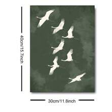 1 pieza Impresión artística de grullas voladoras verdes sin marco en estilo japonés y vintage, cartel retro en lienzo para decoración de hogar, regalo ideal para dormitorio, apartamento, sala de estar, dormitorio