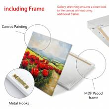 1 件郁金香墙壁艺术油画帆布原创纹理墙壁艺术花卉墙壁艺术彩色墙壁艺术大型墙壁装饰乡村油画 - 彩色 - 查看 6