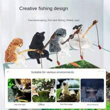 5-teiliges Set Katzen Angeldekorationen für Aquarien - kreative Harzdekorationen, geeignet zur Verschönerung von Aquarien, Zuhause und Schreibtischen (lässiger Stil)