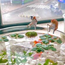 5-teiliges Set Katzen Angeldekorationen für Aquarien - kreative Harzdekorationen, geeignet zur Verschönerung von Aquarien, Zuhause und Schreibtischen (lässiger Stil)
